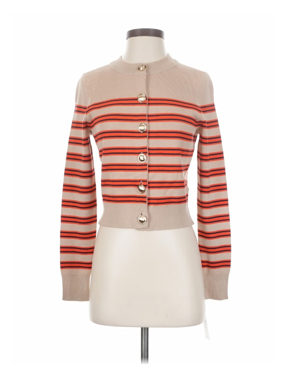On 34th Striped Button Cardigan NWT Size Small Atomic Orange